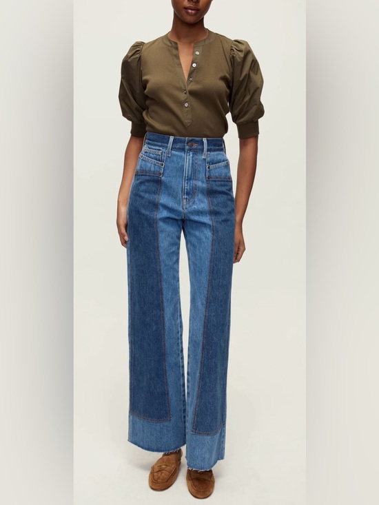 Veronica Beard Tops - Veronica Beard Coralee Henley Top in Cypress